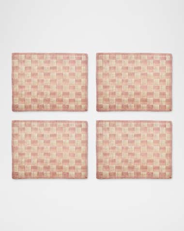 MacKenzie-Childs Pink Check Sinamay Placemats, Set of 4
