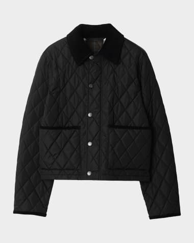 Burberry Quilted Velvet Trim Jacket