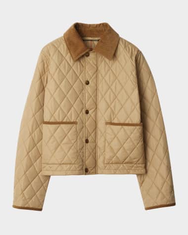 Burberry Corduroy-Collar Quilted Jacket
