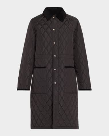 Burberry Corduroy-Collar Quilted Long Jacket