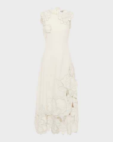 LEO LIN Cleo Sleeveless Floral Applique Midi Dress