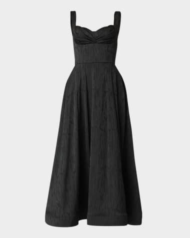 Shoshanna Ophelia Jacquard Sweetheart Midi Dress