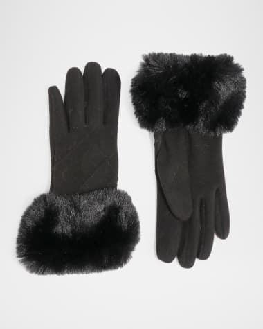 Pia Rossini Faith Wool Faux Fur-Cuff Gloves
