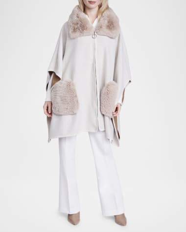 Pia Rossini Austin Faux Fur-Trim Cape