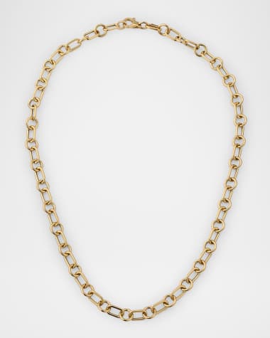 Kastel Jewelry 14K Yellow Gold Oval and Round Link Necklace, 18"L