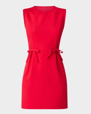 Shoshanna London Pleated Bow-Embellished Mini Dress