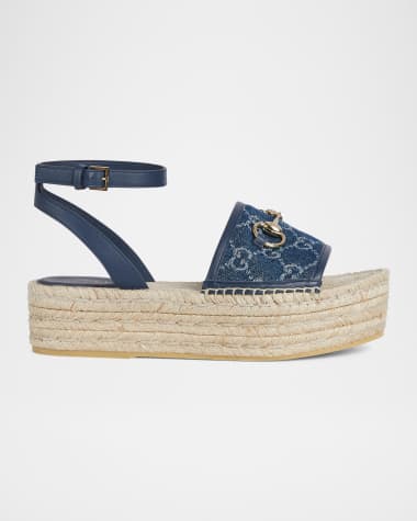 Gucci Paloma GG Denim Platform Espadrille Sandals