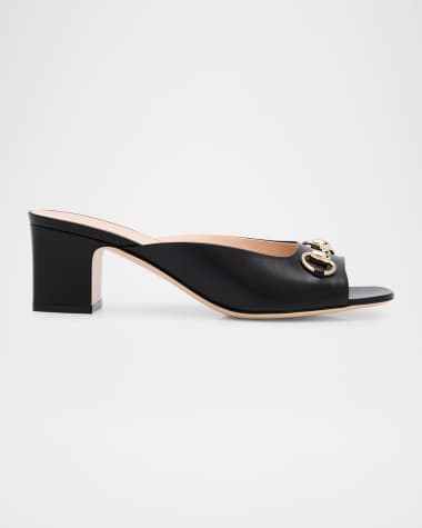 Gucci Lady Horsebit Leather Mule Sandals