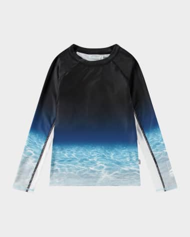 Molo Boy's Neptune Long-Sleeve Rashguard Swim Top, Size 7-12