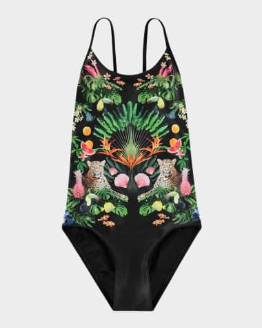 Molo Girl's Nanna Printed One-Piece Swimsuit, Size 6-7