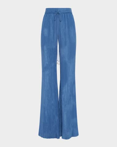 Gabriela Hearst Claude Crinkle Drawstring Flared Pants