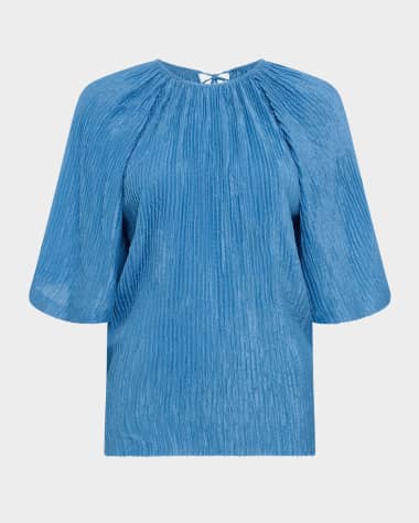 Gabriela Hearst Nula Plisse Silk Top