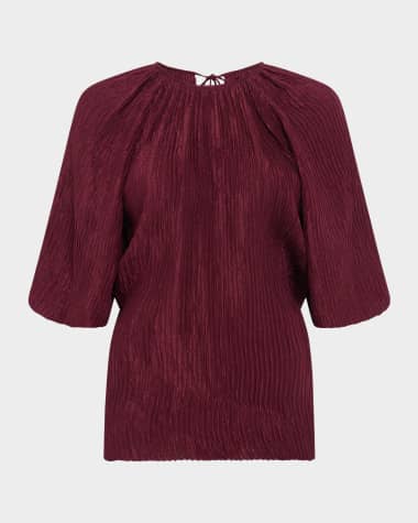 Gabriela Hearst Nula Plisse Silk Top