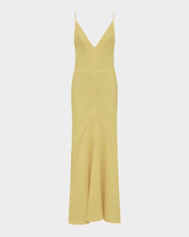 Gabriela Hearst Brigita Backless Fluted Alpaca Slip Dress