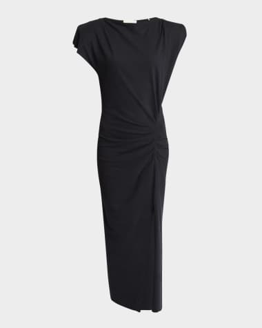 Isabel Marant Nadela Ruched Slit Cotton Maxi Dress