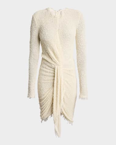 Isabel Marant Ophelie Long-Sleeve Draped Boucle Dress