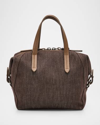 Brunello Cucinelli Duo Mini Denim Traveler Top-Handle Bag