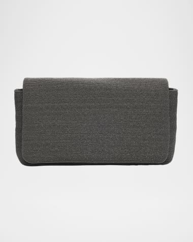Brunello Cucinelli Monili Convertible Flap Leather Clutch Bag
