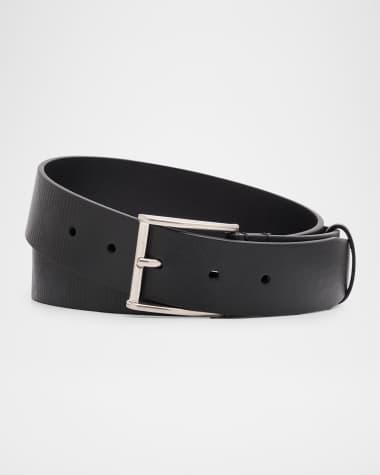 Burberry Men's Embossed Check Leather Belt