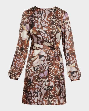 Santorelli Darya Abstract-Print Side Tie Dress