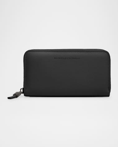 Brunello Cucinelli Zip Leather Continental Wallet