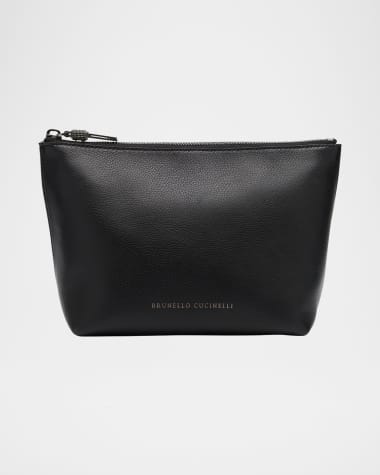 Brunello Cucinelli Zip Lamb Leather Makeup Bag