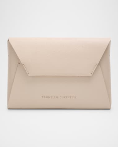 Brunello Cucinelli Envelope Flap Leather Clutch Bag