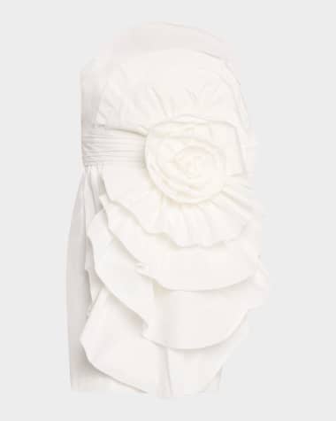 Marchesa Notte Strapless Ruffle Taffeta Mini Dress