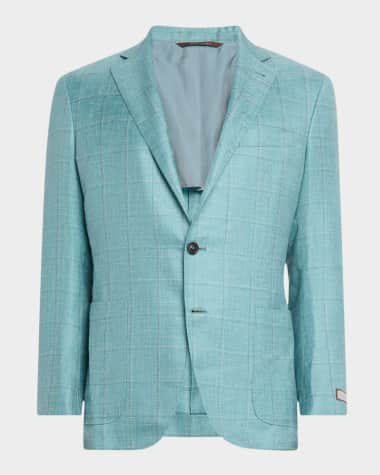 Canali Men's Cashmere, Silk and Linen Windowpane Sport Coat