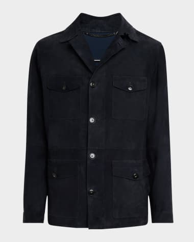 Canali Men's Suede Four-Pocket Field Jacket