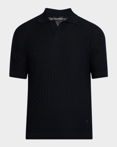 Emporio Armani Men's Wool Johnny Collar Short-Sleeve Polo Sweater