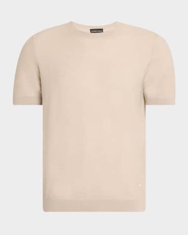 Emporio Armani Men's Textured Wool Short-Sleeve Crewneck Sweater