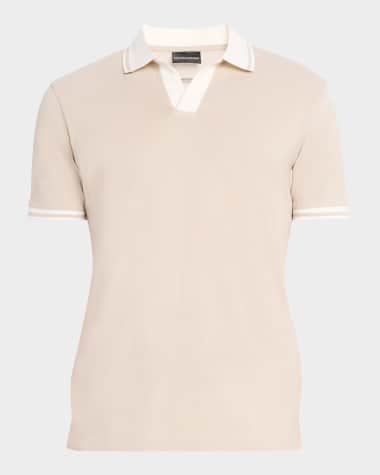 Emporio Armani Men's Cotton Tipped Johnny Collar Polo Shirt