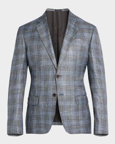 Emporio Armani Men's Bamboo Textured Plaid Sport Coat