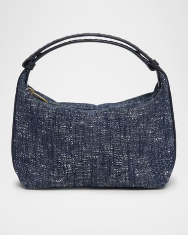 Bottega Veneta Mini Wallace Denim Boucle Shoulder Bag