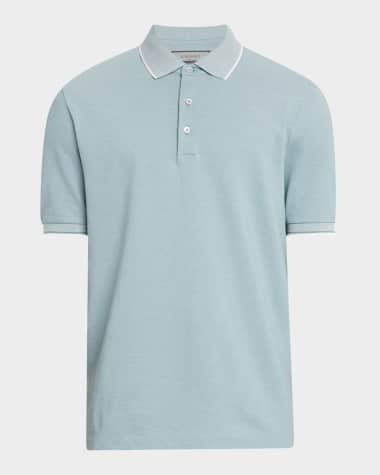 Canali Men's Two-Tone Pique Polo Shirt