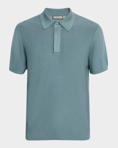 Canali Men's Cotton-Modal Waffle Knit Polo Sweater