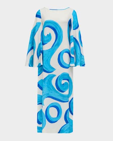 THEMIS Z Urania Open-Back Long Silk Caftan