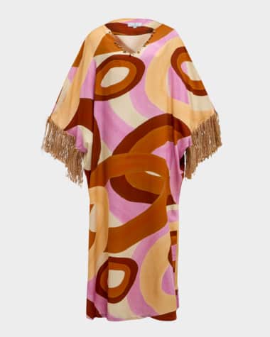 THEMIS Z Terra Geometric-Print Fringe Caftan