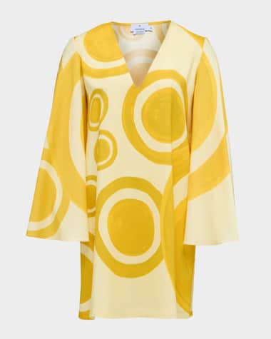 THEMIS Z Theros Geometric-Print Silk Mini Dress