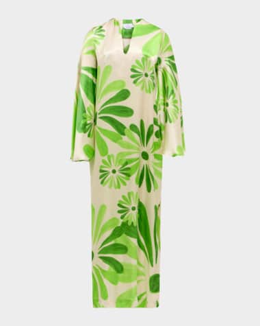 THEMIS Z Flora Printed Side-Slit Maxi Caftan