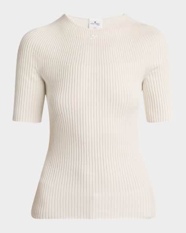 Courreges Solar Light Rib Short-Sleeve Sweater
