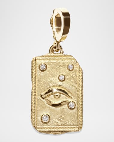 AZLEE 18K Yellow Gold Guardian Relic Coin Pendant with Diamonds
