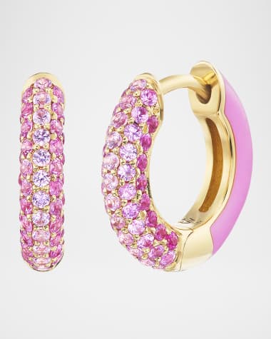 Emily P. Wheeler Baby Duo 18K Yellow Gold and Pink Enamel Earrings with Ombre Stones
