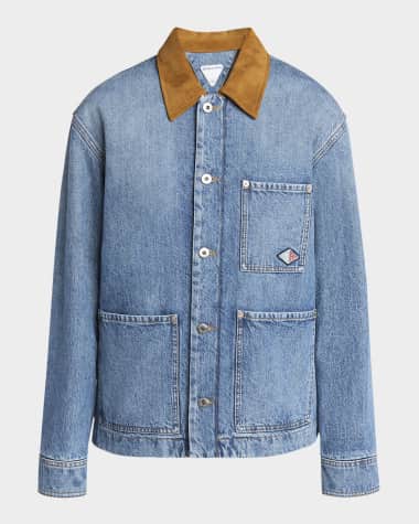 Bottega Veneta Suede Collar Vintage Indigo Denim Jacket