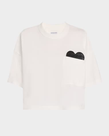 Bottega Veneta Heart Intrecciato Cropped Cotton Jersey T-Shirt