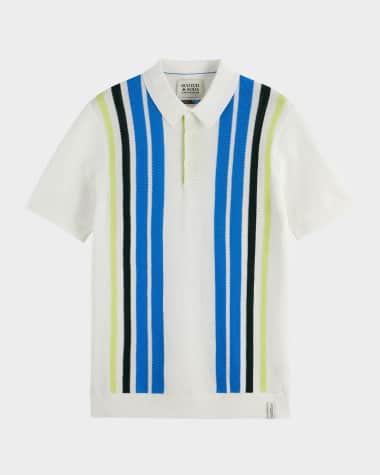 Scotch & Soda Men's Structured Knit Striped Polo Shirt