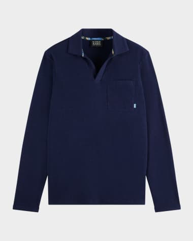 Scotch & Soda Men's Chest Pocket Long-Sleeve Polo Shirt