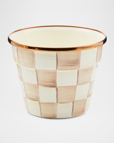 MacKenzie-Childs Mocha Check Small Garden Pot