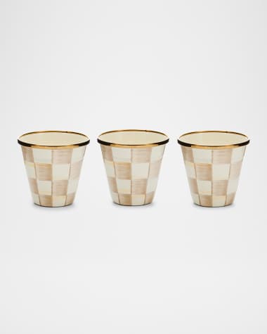 MacKenzie-Childs Mocha Check Herb Pots, Set of 3